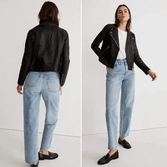 Madewell The Washed Leather‎ Black Moto Biker Jacket Size XS - Picture 1 of 16